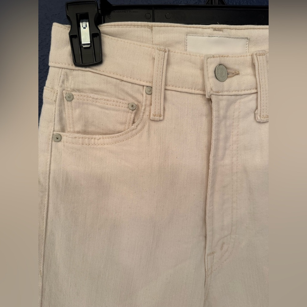 MOTHER High Waisted Rider Skimp Act Natural Women's Cream Cotton Jeans Size 23 - Picture 10 of 13